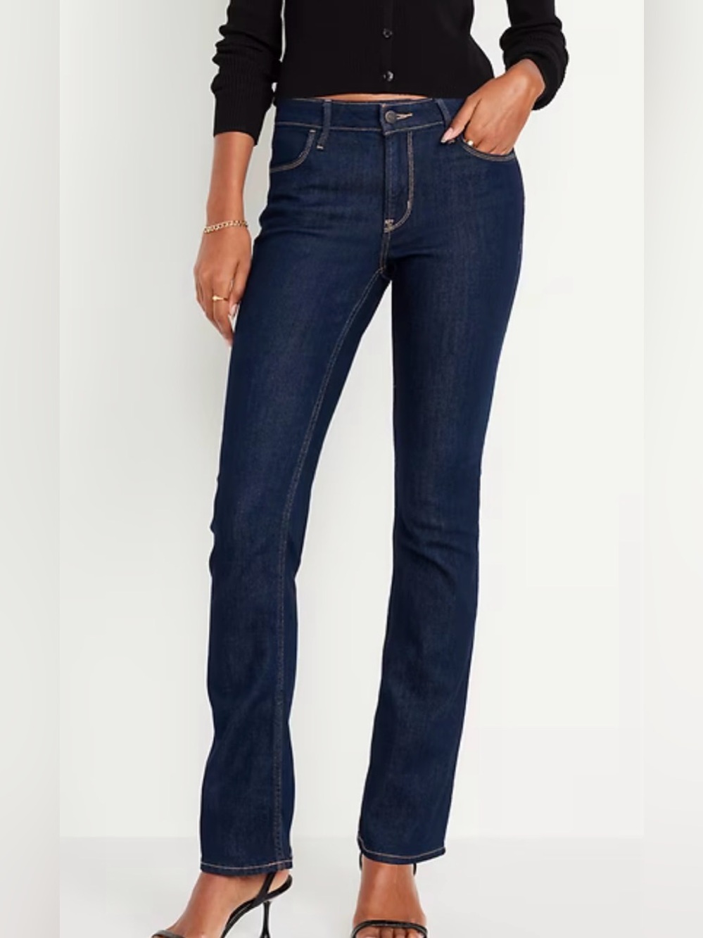 Old Navy Mid Rise Wow Boot Cut Dark Wash Denim Jeans | SIZE 10 TALL